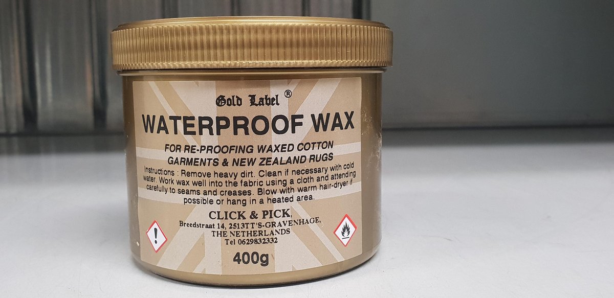 Waterproof Wax, Gold Label. Re-proofing For All Waxed Cotton Garments, 400 GM