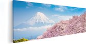 Artaza Canvas Schilderij Roze Bloesembomen Bij De Fuji Berg - 90x30 - Foto Op Canvas - Canvas Print