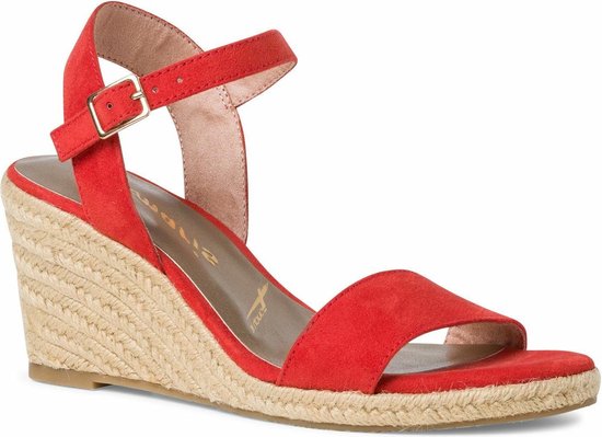 Tamaris Sandalen met sleehak rood - Maat 36 | bol.com