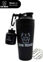 Iron Muscle RVS Shakebeker - Proteine Shaker - BPA vrij - 700 ml - Zwart