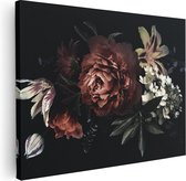 Artaza Canvas Schilderij Bloemen Op Een Zwart Achtergrond - 80x60 - Foto Op Canvas - Canvas Print