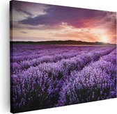 Artaza Canvas Schilderij Bloemenveld Met Paarse Lavendel - Bloemen - 80x60 - Foto Op Canvas - Canvas Print