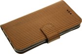 Made-NL Handgemaakte Samsung Galaxy S7 Edge book case relief strepen bruin met subtiele glitters motive leer hoesje