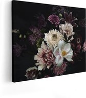 Artaza - Peinture sur toile - Diverse Fleurs sur fond Zwart - 100 x 80 - Groot - Photo sur toile - Impression sur toile