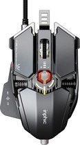 Inphic PG6 bedrade gamingmuis RGB -  7200DPI -zilver/rood