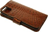 Made-NL Handgemaakte Samsung Galaxy S20 FE book case stug rebuuste bruin croco print leer hoesje