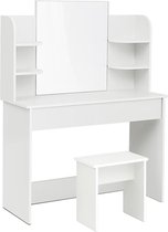 NumberOne® Make Up Tafel Spiegel - Toilet Tafel - Grote Opslagruimte - Wit