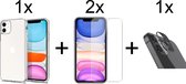 iParadise iPhone 13 Mini hoesje siliconen case transparant cover - 2x iPhone 13 Mini Screen Protector + 1x Camera Lens Screenprotector
