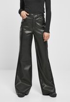 Urban Classics Wijde broek -Taille, 27 inch- Faux leather Wide Leg Zwart