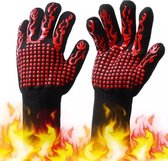 Buxibo 2x Hittebestendige Oven & BBQ handschoenen - Silicone patroon voor extra grip - Hittebestendig - Dubbel gevoerd – BBQ handschoenen - BBQ handschoen - Barbecue - Koken - Ovenwant - BBQ