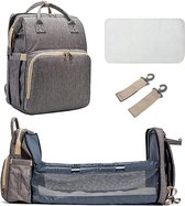 Luierrugzak - 4 in 1 - luiertas - reiswieg - waterdicht - kinderwagenhaken - Grijs/Taupe