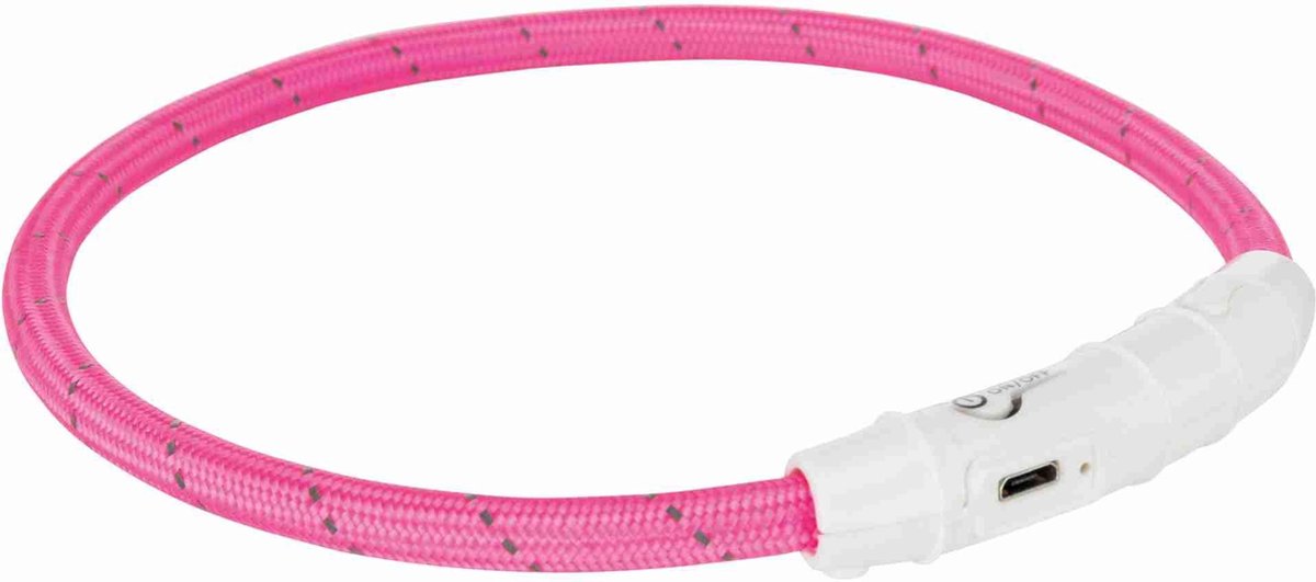 Trixie Halsband Hond Flash Lichthalsband Usb Tpu / Nylon Roze - 65X0.7 CM