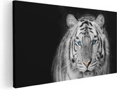 Artaza Toile Peinture Tigre Aux Yeux Bleus - Zwart Wit - 60x30 - Tableau Sur Toile - Impression Sur Toile