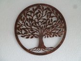 Muurdecoratie Levensboom / metaal / 3D / diameter 40 cm / Roestbruin-zwart vintage / wanddecoratie / bomen /