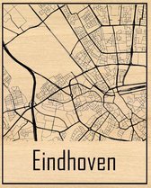 Citymap Eindhoven in hout gegraveerd (30*40 CM) Houten stadskaart van Eindhoven - Wall-art / wandbord / wanddecoratie