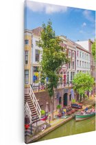 Artaza Canvas Schilderij Huisjes Aan De Oudegracht In Utrecht - 80x120 - Groot - Foto Op Canvas - Canvas Print