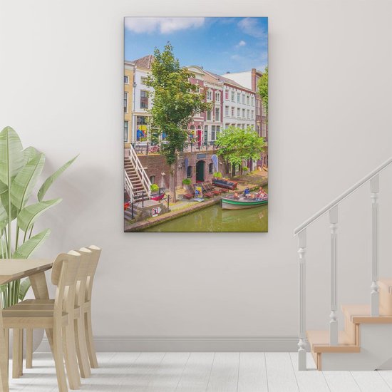 Artaza Peinture Sur Toile Maisons Sur L'Oudegracht À Utrecht - 80x120 - Groot - Photo Sur Toile - Impression Sur Toile