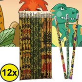Decopatent® Uitdeelcadeaus 12 STUKS Dinosaurus Potloden - Traktatie Uitdeelcadeautjes voor kinderen - Klein Speelgoed Traktaties