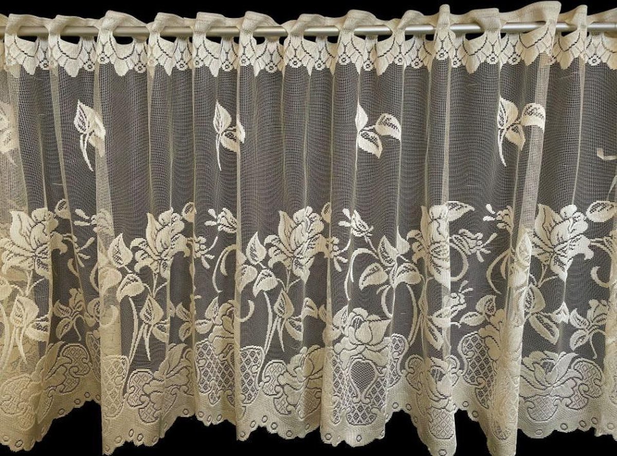 GEREP Vitrage gehaakte korte vitrage, voor badkamer, keuken, café, buiten, woonkamer, landhuisstijl / 1 stuk / B120×H55cm