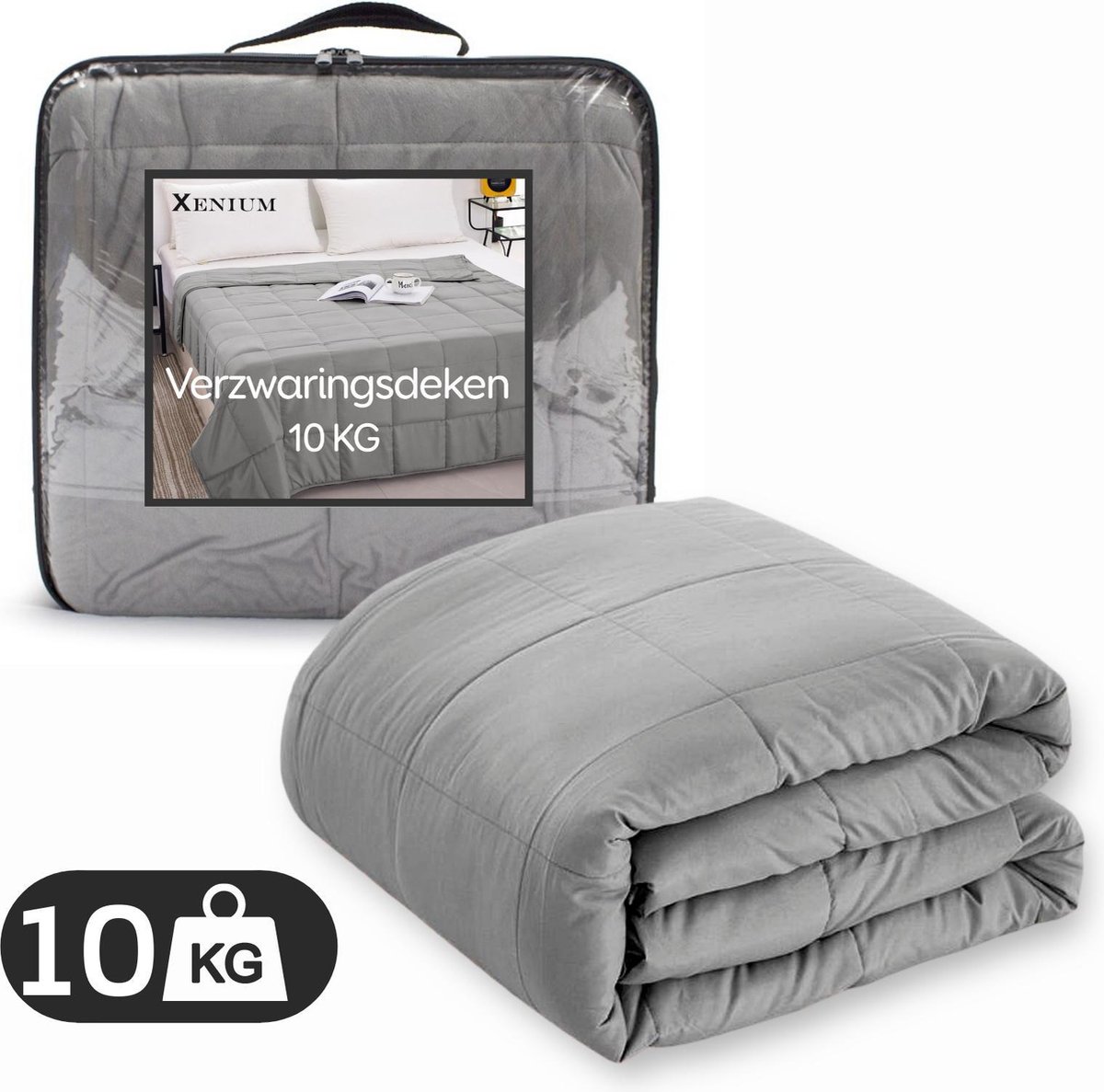 Xenium Verzwaringsdeken 10 kg Weighted blanket 150 x 200 cm Microfiber Donkergrijs