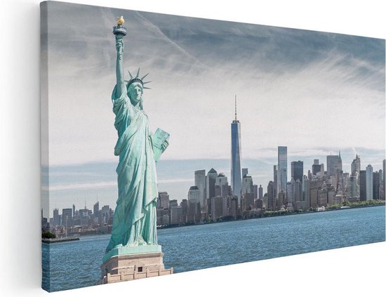 Artaza Canvas Schilderij Vrijheidsbeeld In New York  - 100x50 - Groot - Foto Op Canvas - Canvas Print