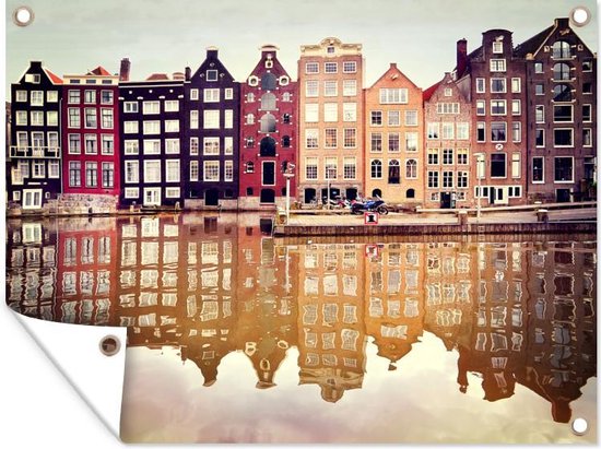 Tuinposter - Tuindoek - Tuinposters buiten - Amsterdam - Huis - Reflectie - 120x90 cm - Tuin