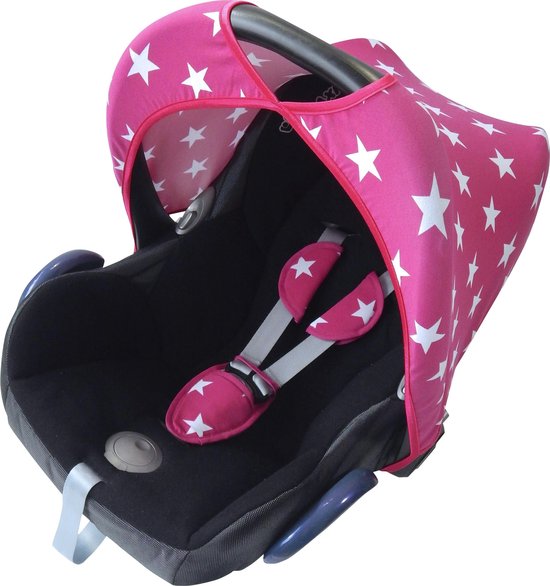 Wallabiezzz Zonnekap Maxi Cosi - Zonnescherm Auto Baby - Universeel - Cabriofix - Ster Roze van Wallabiezzz — afbeelding 2