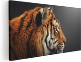 Artaza Canvas Schilderij Zijaanzicht Van Een Tijger - Tijgerkop - 40x20 - Klein - Foto Op Canvas - Canvas Print