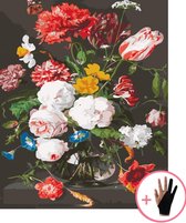 Schilderen Op Nummer Volwassenen Bloemen In Vaas Boeket – 40x50 cm - Inclusief Tekenhandschoen - Paint By Number Volwassenen