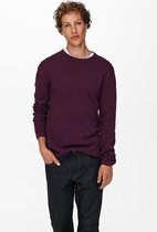 Only & Sons Trui Onspanter Life 12 Struc Crew Knit Noos 22016980 Winetasting Mannen Maat - M