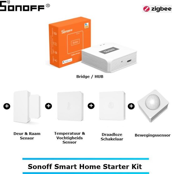 Zelfrespect werkloosheid straffen Sonoff Zigbee - 5-delige - Smart Home - Starter Kit - Sonoff Bridge +  Draadloos... | bol.com