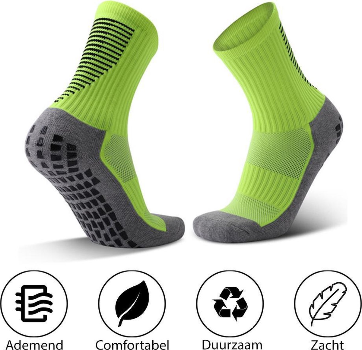 MyStand® Gripsokken Voetbal Sport Grip Sokken Anti Blaren Unisex One Size - Neon Geel
