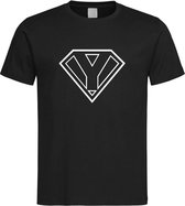 Zwart t-Shirt met letter Y “ Superman “ Logo print Wit Size XXL