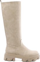 SmileFavorites® Laarzen, Chelsea boots met Hak - Imitatieleer - Beige - Maat 40