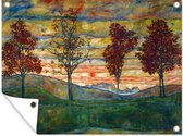 Tuinposter - Tuindoek - Tuinposters buiten - Four trees - Egon Schiele - 120x90 cm - Tuin