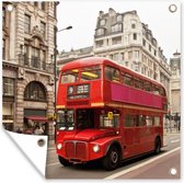 Tuinposters Bus - Rood - Londen - 50x50 cm - Tuindoek - Buitenposter
