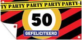 Wanddecoratie buiten Verjaardag - 50 Jaar versiering - Verkeersbord - 160x80 cm - Tuindoek - Buitenposter - Verjaardag versiering - Spandoek