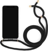 Telefoon hoesje met koord - Shockproof Backcover van PC/TPU - iPhone 13 Pro - Zwart met goud