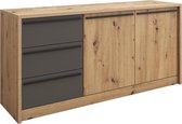 Meubella - Dressoir Kira - Eiken - Grijs - 147,5 cm