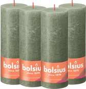 Bolsius - Rustieke Kaars - Olijf Groen - 19cm - 4 stuks