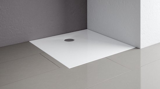 Receveur de douche Schulte EP214018 04 carré Schulte-plan, 90 x 90 cm, Acrylique sanitaire, blanc alpin, avec évacuation d'eau et pieds, pour un accès facile à la douche