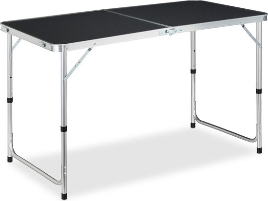 Inklapbare aluminium campingtafel - MDF klaptafel, lichtgewicht en hoogte verstelbaar - 120x60 cm zilver/grijs — afbeelding 3