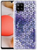 Hoesje Geschikt voor Samsung Galaxy A42 Paars Hexagon Marmer