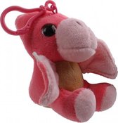 sleutelhanger Sparkle Eye Dino clip-on 12 cm roze