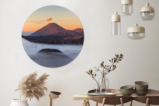 Wall Circle - Indoor Wall Circle - Volcan - Nature - Indonésie - ⌀ 120 cm - Décoration murale - Peintures Ronds XXL