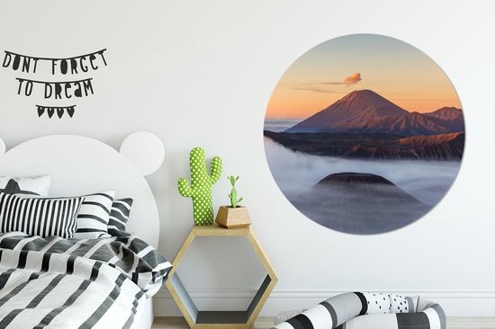 Wall Circle - Indoor Wall Circle - Volcan - Nature - Indonésie - ⌀ 120 cm - Décoration murale - Peintures Ronds XXL