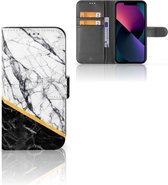 Mobiel Case Geschikt voor iPhone 13 GSM Hoesje Marble White Black
