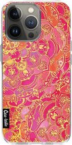 Casetastic Apple iPhone 13 Pro Hoesje - Softcover Hoesje met Design - Hot Pink Barroque Print