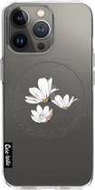 Casetastic Apple iPhone 13 Pro Hoesje - Softcover Hoesje met Design - Line Art Flower Print