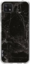 Casetastic Samsung Galaxy A22 (2021) 5G Hoesje - Softcover Hoesje met Design - Black Marble Print